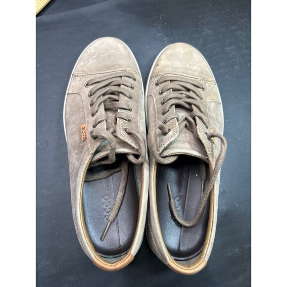 Ecco Mens Soft 7 LaceUp Sneakers Size 10 10.5 Distressed Stone Taupe Leather - Picture 9 of 9